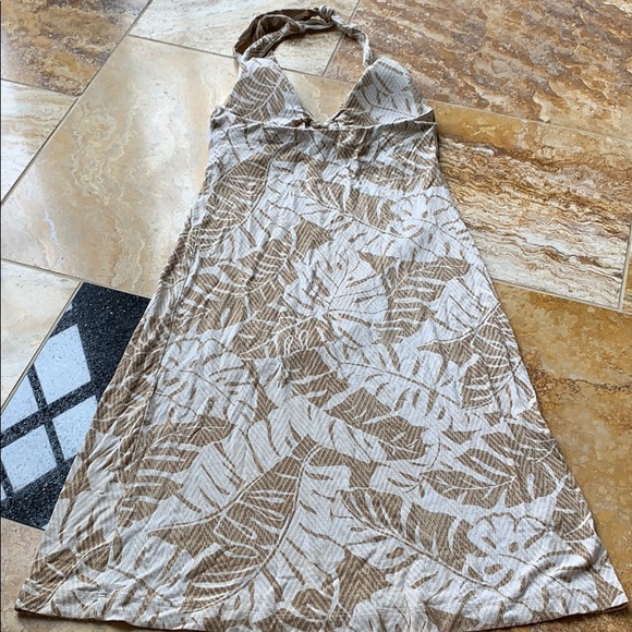 Tommy Bahama palm frond print sundress sand/tan/wh - Picture 5 of 8